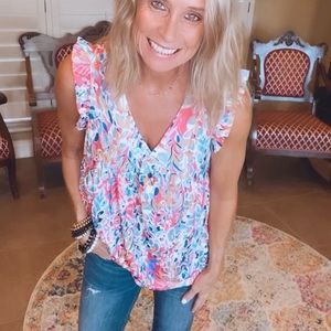 Babydoll V Neck Boho Printed Blouse